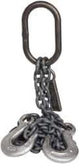 Lift-All - 5' Long x 3-1/2" Wide, 7,400 Lb Basket Capacity, Alloy Steel Web Sling - 7,400 Lb Choker Capacity, DOS Chain Sling, 9/32" Diam Chain, Natural, Double Style - Apex Tool & Supply