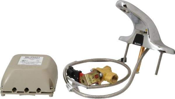 Sloan Valve Co. - Chrome Wide Base Electronic & Sensor Faucet without Mixer - Powered by 24 VDC, Standard Spout, 4" Mounting Centers - Apex Tool & Supply