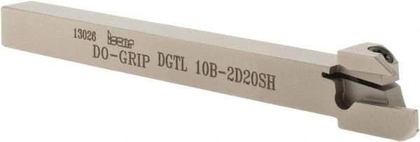 Iscar - External Thread, 0.3937" Max Depth of Cut, 1.9mm Min Groove Width, 120mm OAL, Left Hand Indexable Grooving Cutoff Toolholder - 10mm Shank Height x 10mm Shank Width, DG.. Insert Style, DGT Toolholder Style, Series Do-Grip - Apex Tool & Supply