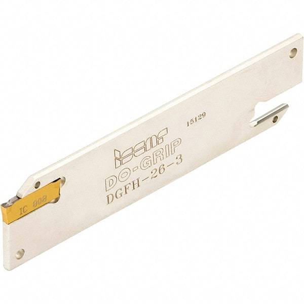 Iscar - 4.8 to 5mm Groove Width, Neutral Cut, DGFH Indexable Grooving Blade - DGN-UT/UA, DGN-W, DGN/DGNC/DGNM-C, DGN/DGNM-J/JS/JT, DGR/L-C DGRC/LC-C, DGR/L-J/JS, GRIP, GRIP (Full Radius) Insert Style, Series Do-Grip & Heli-Grip - Apex Tool & Supply