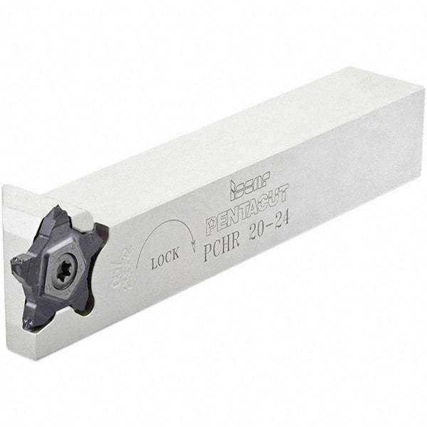 Iscar - 0.8mm Min Groove Width, 120mm OAL, Right Hand Indexable Grooving Cutoff Toolholder - 16mm Shank Height x 16mm Shank Width, PENTA 24.. Insert Style, PCHRS Toolholder Style, Series PentaCut - Apex Tool & Supply