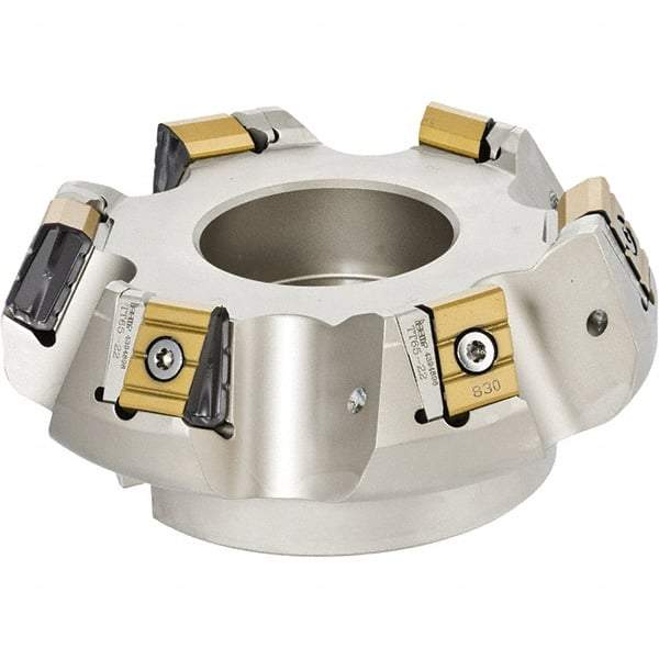 Iscar - 1.86" Cut Diam, 2-1/2" Arbor Hole, 3/4" Max Depth of Cut, 65° Indexable Chamfer & Angle Face Mill - 10 Inserts, T465 LN.T 2212ZN.. Insert, Right Hand Cut, Series Helitang - Apex Tool & Supply