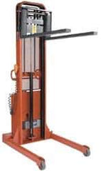 Wesco Industrial Products - 2,000 Lb Capacity, 64" Lift Height, Battery Operated Lift - 1-1/2" Lowered Height, 24" Load Center, 42" Fork Length, 56" Overall Width - Apex Tool & Supply