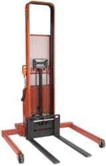 Wesco Industrial Products - 2,000 Lb Capacity, 64" Lift Height, Battery Operated Lift - 1-1/2" Lowered Height, 24" Load Center, 42" Fork Length - Apex Tool & Supply