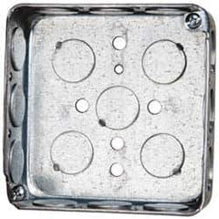 Cooper Crouse-Hinds - 1 Gang, (17) 1/2" Knockouts, Steel Square Outlet Box - 4" Overall Height x 4" Overall Width x 1-1/4" Overall Depth - Apex Tool & Supply