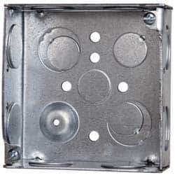 Cooper Crouse-Hinds - 1 Gang, (12) 1/2 & 3/4" Knockouts, Steel Square Outlet Box - 4" Overall Height x 4" Overall Width x 1-1/2" Overall Depth - Apex Tool & Supply