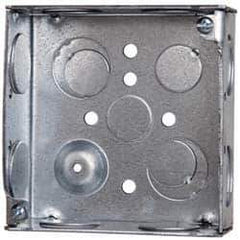 Cooper Crouse-Hinds - 1 Gang, (12) 1/2 & 3/4" Knockouts, Steel Square Outlet Box - 4" Overall Height x 4" Overall Width x 1-1/2" Overall Depth - Apex Tool & Supply