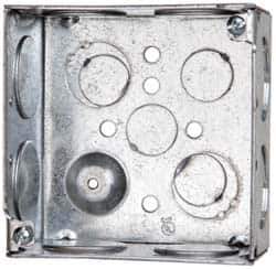 Cooper Crouse-Hinds - 1 Gang, (12) 1 & 3/4" Knockouts, Steel Square Outlet Box - 4" Overall Height x 4" Overall Width x 2-1/8" Overall Depth - Apex Tool & Supply