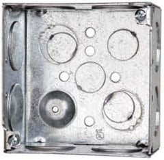 Cooper Crouse-Hinds - 1 Gang, (12) 1 & 3/4" Knockouts, Steel Square Outlet Box - 4" Overall Height x 4" Overall Width x 2-1/8" Overall Depth - Apex Tool & Supply