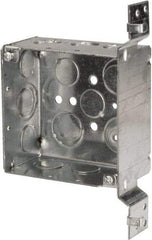 Cooper Crouse-Hinds - 1 Gang, (13) 1/2 & 3/4" Knockouts, Steel Square Outlet Box - 4" Overall Height x 4" Overall Width x 2-1/8" Overall Depth - Apex Tool & Supply