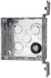 Cooper Crouse-Hinds - 1 Gang, (13) 1/2 & 3/4" Knockouts, Steel Square Outlet Box - 4" Overall Height x 4" Overall Width x 2-1/8" Overall Depth - Apex Tool & Supply