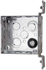 Cooper Crouse-Hinds - 1 Gang, (13) 1/2 & 3/4" Knockouts, Steel Square Outlet Box - 4" Overall Height x 4" Overall Width x 2-1/8" Overall Depth - Apex Tool & Supply