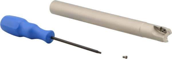 Iscar - 3/4" Cut Diam, 0.394" Max Depth of Cut, 3/4" Shank Diam, 8" OAL, Indexable Square Shoulder End Mill - Cylindrical Shank, 90° Lead Angle, Series Heli2000 - Apex Tool & Supply