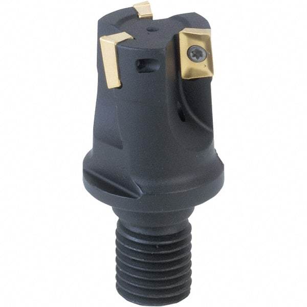 Iscar - 1" Cut Diam, 0.394" Max Depth of Cut, 1.22" OAL, Indexable Square Shoulder End Mill - APCR/APCT/APKR/APKT/APKW/HM90APCT/HM90APKT/HM90APKW 1003 Inserts, M12 Modular Connection, 90° Lead Angle, Through Coolant, Series Heli2000 - Apex Tool & Supply