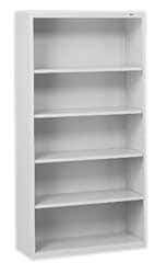 Tennsco - 5 Shelf, 66" High x 34-1/2" Wide Bookcase - 13-1/2" Deep, Steel, Putty - Apex Tool & Supply