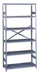 Tennsco - 6 Shelf Commercial Grade Open Steel Shelving - 300 Lb Capacity, 36" Wide x 75" High x 12" Deep, Medium Gray - Apex Tool & Supply