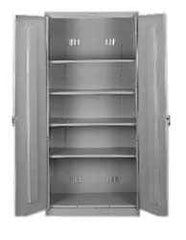 Tennsco - 5 Shelf Locking Storage Cabinet - Steel, 36" Wide x 24" Deep x 78" High, Putty - Apex Tool & Supply