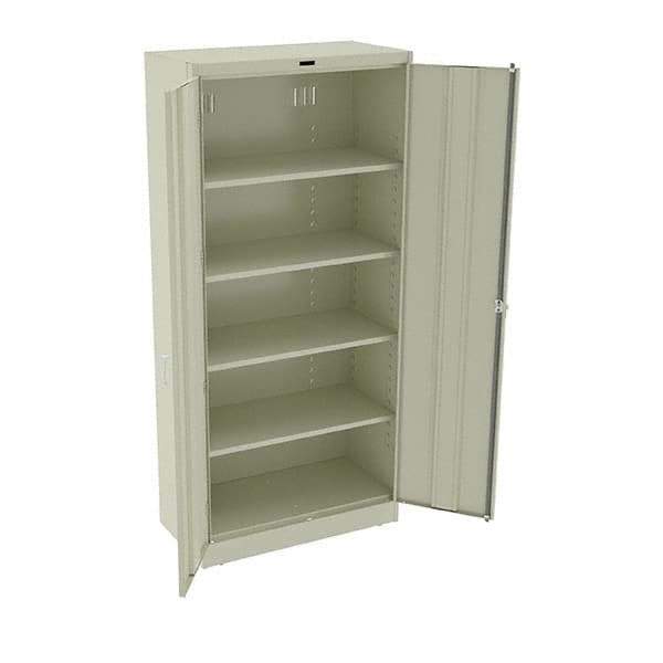 Tennsco - 5 Shelf Locking Storage Cabinet - Steel, 36" Wide x 18" Deep x 78" High, Putty - Apex Tool & Supply