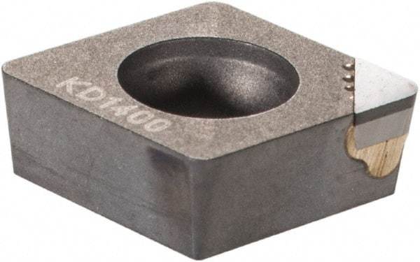 Kennametal - CCGW32.52 F Grade KD1400 Polycrystalline Diamond (PCD) Turning Insert - 80° Diamond, 3/8" Inscr Circle, 5/32" Thick, 1/32" Corner Radius - Apex Tool & Supply