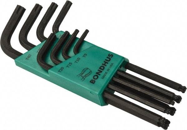 Bondhus - 8 Piece T9 to T40 L-Key Torx Key Set - T9, T40 Torx Size - Apex Tool & Supply