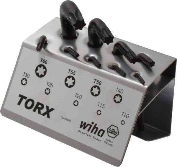 Wiha - 9 Piece T10 to T60 L-Key Short Arm Torx Key Set - T10, T15, T20, T25, T30, T40, T50, T55, T60 Torx Size - Apex Tool & Supply