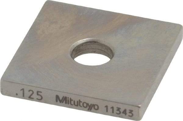 Mitutoyo - 0.125" Square Steel Gage Block - Accuracy Grade 0, Includes Certificate of Inspection - Apex Tool & Supply