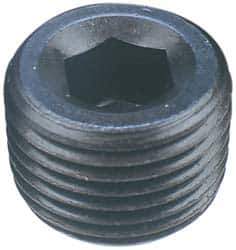 Made in USA - 1/2-14, 1/2" OAL, Alloy Steel Socket Pressure Plug - Uncoated, 7/8" Taper per Foot, 3/8" Hex Key - Apex Tool & Supply