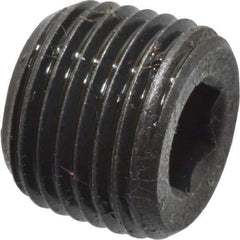 Made in USA - 1/8-27, 5/16" OAL, Alloy Steel Socket Pressure Plug - Uncoated, 3/4" Taper per Foot, 3/16" Hex Key - Apex Tool & Supply