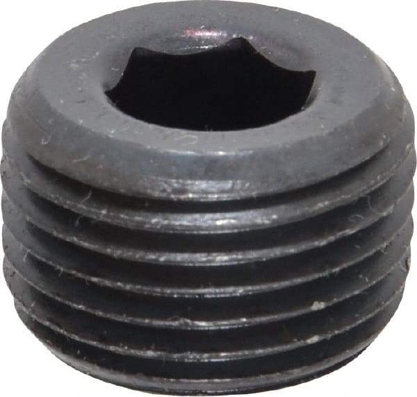 Value Collection - 1/2-14, 9/16" OAL, Alloy Steel Socket Pressure Plug - Uncoated, 3/4" Taper per Foot, 3/8" Hex Key - Apex Tool & Supply