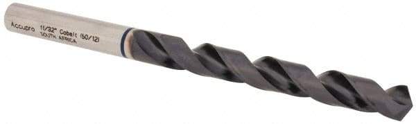 Accupro - 11/32" 120° Cobalt Jobber Drill - TiAlN Finish, Right Hand Cut, Spiral Flute, Straight Shank, 125mm OAL, Faceted Point - Apex Tool & Supply