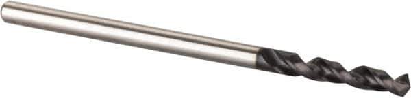 Accupro - 5/64" 120° Spiral Flute Cobalt Screw Machine Drill Bit - TiAlN Finish, Right Hand Cut, 12mm Flute Length, 38mm OAL, Split Point, Straight Shank - Apex Tool & Supply