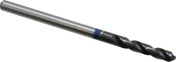 Accupro - 7/64" 120° Spiral Flute Cobalt Screw Machine Drill Bit - TiAlN Finish, Right Hand Cut, 16mm Flute Length, 46mm OAL, Split Point, Straight Shank - Apex Tool & Supply