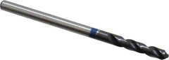 Accupro - 7/64" 120° Spiral Flute Cobalt Screw Machine Drill Bit - TiAlN Finish, Right Hand Cut, 16mm Flute Length, 46mm OAL, Split Point, Straight Shank - Apex Tool & Supply