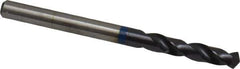 Accupro - #19 120° Spiral Flute Cobalt Screw Machine Drill Bit - TiAlN Finish, Right Hand Cut, 22mm Flute Length, 55mm OAL, Faceted Point, Straight Shank - Apex Tool & Supply