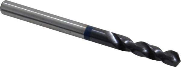 Accupro - #16 120° Spiral Flute Cobalt Screw Machine Drill Bit - TiAlN Finish, Right Hand Cut, 24mm Flute Length, 58mm OAL, Faceted Point, Straight Shank - Apex Tool & Supply