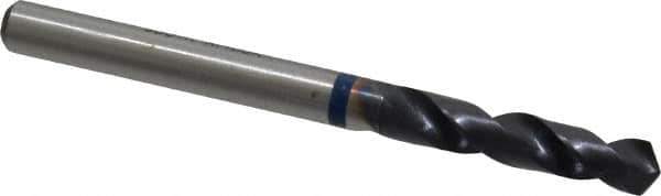 Accupro - #7 120° Spiral Flute Cobalt Screw Machine Drill Bit - TiAlN Finish, Right Hand Cut, 26mm Flute Length, 62mm OAL, Faceted Point, Straight Shank - Apex Tool & Supply