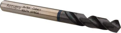 Accupro - 15/64" 120° Spiral Flute Cobalt Screw Machine Drill Bit - TiAlN Finish, Right Hand Cut, 28mm Flute Length, 66mm OAL, Faceted Point, Straight Shank - Apex Tool & Supply