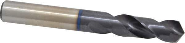 Accupro - 1/2" 120° Spiral Flute Cobalt Screw Machine Drill Bit - TiAlN Finish, Right Hand Cut, 51mm Flute Length, 102mm OAL, Faceted Point, Straight Shank - Apex Tool & Supply