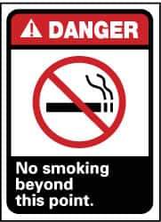 NMC - "Danger - No Smoking Beyond This Point", 14" Long x 10" Wide, Pressure-Sensitive Vinyl Safety Sign - Rectangle, 0.004" Thick, Use for Accident Prevention - Apex Tool & Supply