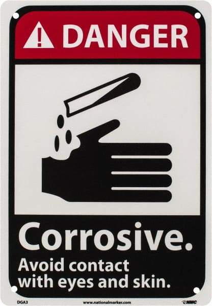 NMC - "Danger - Corrosive - Avoid Contact with Eyes and Skin", 10" Long x 7" Wide, Rigid Plastic Safety Sign - Rectangle, 0.05" Thick, Use for Accident Prevention - Apex Tool & Supply