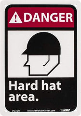 NMC - "Danger - Hard Hat Area", 10" Long x 7" Wide, Rigid Plastic Safety Sign - Rectangle, 0.05" Thick, Use for Accident Prevention - Apex Tool & Supply
