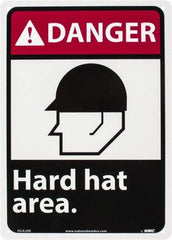 NMC - "Danger - Hard Hat Area", 14" Long x 10" Wide, Rigid Plastic Safety Sign - Rectangle, 0.05" Thick, Use for Accident Prevention - Apex Tool & Supply