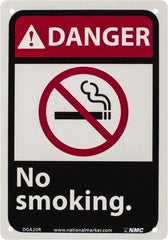 NMC - "Danger - No Smoking", 10" Long x 7" Wide, Rigid Plastic Safety Sign - Rectangle, 0.05" Thick, Use for Accident Prevention - Apex Tool & Supply