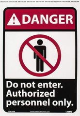 NMC - "Danger - Do Not Enter - Authorized Personnel Only", 14" Long x 10" Wide, Pressure-Sensitive Vinyl Safety Sign - Rectangle, 0.004" Thick, Use for Security & Admittance - Apex Tool & Supply