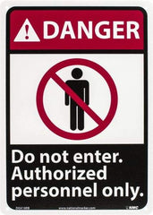 NMC - "Danger - Do Not Enter - Authorized Personnel Only", 14" Long x 10" Wide, Rigid Plastic Safety Sign - Rectangle, 0.05" Thick, Use for Security & Admittance - Apex Tool & Supply