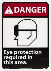 NMC - "Danger - Eye Protection Required in This Area", 14" Long x 10" Wide, Rigid Plastic Safety Sign - Rectangle, 0.05" Thick, Use for Accident Prevention - Apex Tool & Supply