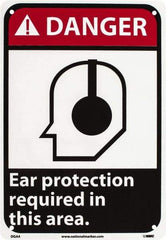 NMC - "Danger - Ear Protection Required in This Area", 10" Long x 7" Wide, Rigid Plastic Safety Sign - Rectangle, 0.05" Thick, Use for Accident Prevention - Apex Tool & Supply
