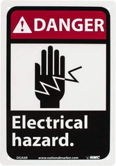NMC - "Danger - Electrical Hazard", 10" Long x 7" Wide, Rigid Plastic Safety Sign - Rectangle, 0.05" Thick, Use for Accident Prevention - Apex Tool & Supply