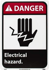 NMC - "Danger - Electrical Hazard", 14" Long x 10" Wide, Rigid Plastic Safety Sign - Rectangle, 0.05" Thick, Use for Accident Prevention - Apex Tool & Supply