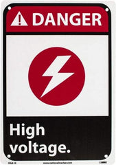NMC - "Danger - High Voltage", 10" Long x 7" Wide, Rigid Plastic Safety Sign - Rectangle, 0.05" Thick, Use for Accident Prevention - Apex Tool & Supply